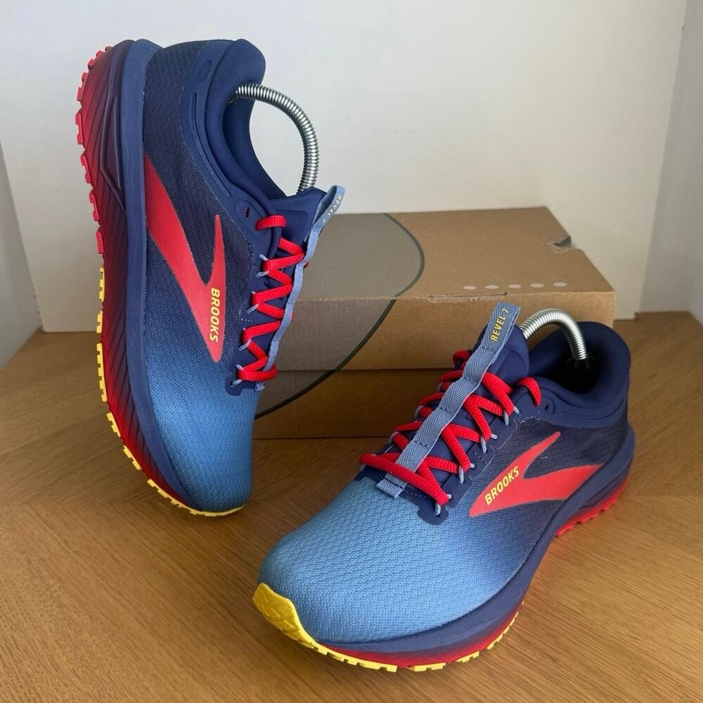Brooks Revel 7 Blueprint/Red/Aspen Gold Men Running Sneakers- SZ 9